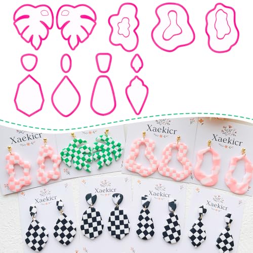 Organic Polymer Clay Cutters Set – Molds, Clay Cutters for Polymer Clay, Clay Earring Tools - color: H color