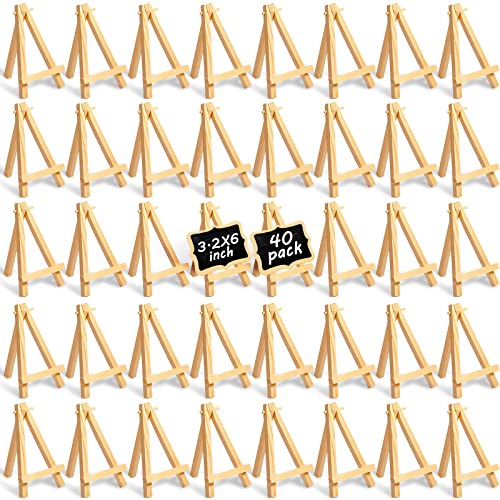 Thenshop 40 Pack Mini Wooden Easels for Display - 6 Inch Small Tabletop Easel Stand Bulk for Canvas, Photos, Place Cards, Wedding Table Numbers, Art Crafts & Party Decor - Natural Wood(Classic) - style: Classic
