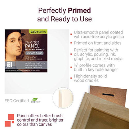 Ampersand Artist Panel Primed Smooth Surface for Painting and Mixed-Media, 1/8 Inch Depth, 12X16 Inch (APS1216) - color: 1/8 Inch Depth, size: 12X16