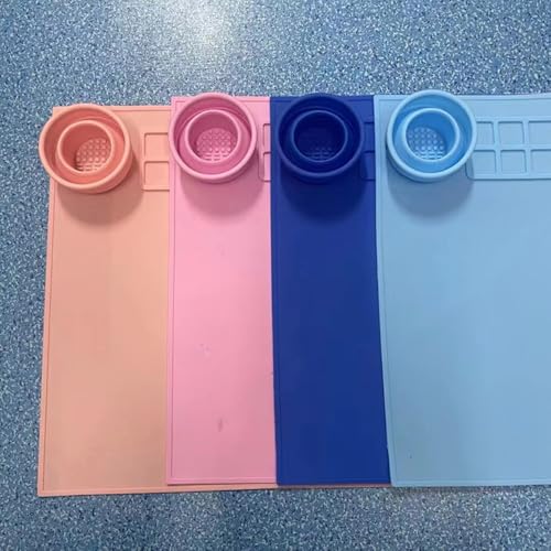 Silicone Painting Mat Art Mat with Cup Craft Paint Brush Cleaner Tool Artist for Kids Gift Clay DIY Creations Paint Tray Palette Craft Mats to Protect Table for Work Art Supplies (Pink) - color: Pink