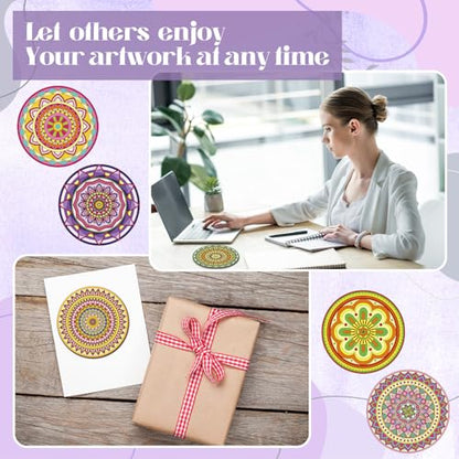 Reallnaive 77 Pcs Mandalas Coasters Painting Kit, 20 Set Wooden Drink Coasters 4 Inch with Holder & Markers Boho DIY Crafts for Adults, Women, Hobby, Color Your Own Art Craft Supplies - style: Mandalas