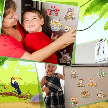 Xuhal 30 Pcs Holiday Diamond Painting Magnets Diamond Art Kits for Adults | Seasonal Animal Refrigerator Magnet, Christmas 5D Rhinestone Fridge Magnetic Sticker, Diamond Club Gifts, Small DIY Crafts - color: Holiday