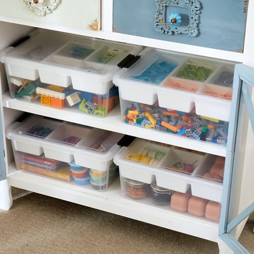 MACOPRO 17QT Clear Plastic Box Craft Storage Bin with Removable Tray & Lid - size: 1Pack-17QT