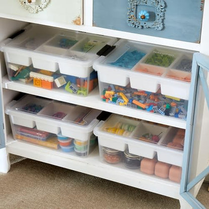 MACOPRO 17QT Clear Plastic Box Craft Storage Bin with Removable Tray & Lid - size: 1Pack-17QT