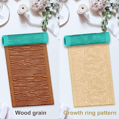 5 Pcs Polymer Clay Texture Roller Wood Clay Roller, Work Like Texture Sheets, Embossing Pottery Stamp, Clays Jewelry Making Kit with Storage Box
