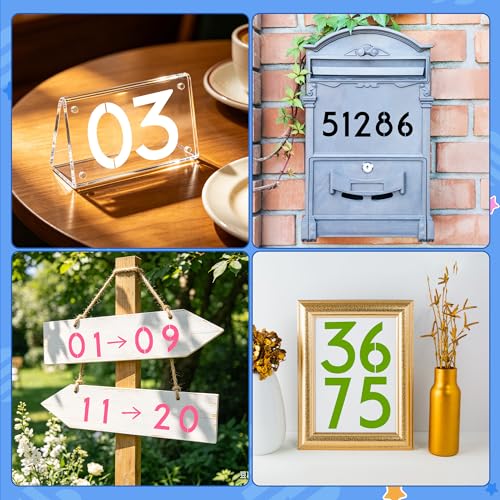 10PCS Number Stencils,5 Inch Plastic Number Stencils Paint Templates - size: 5 Inch