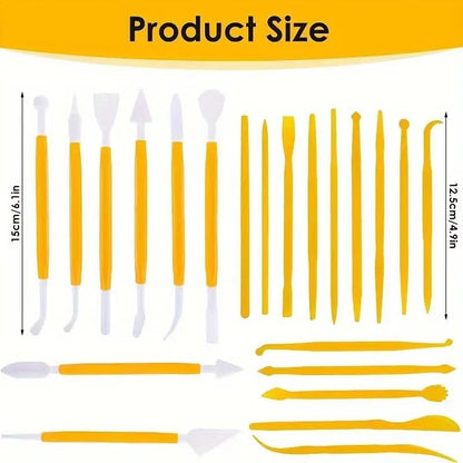 22Pcs Clay Modeling Tool Set, Dual-Ended Plastic Clay Sculpting Tools with Yellow Handles, Multi-Shape Polymer Clay Carving Knives for Pottery, Ceramic & DIY Crafts - color: 22Pcs-Yellow