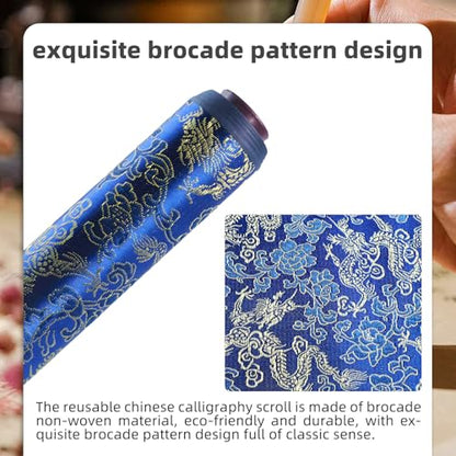 Flylin Calligraphy Cloth,Reusable Chinese Calligraphy Practicing Tool Blue - color: Blue