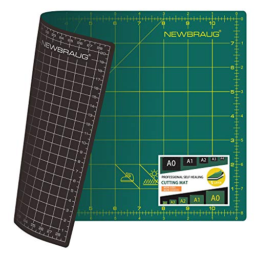NEWBRAUG 9'' × 12'' Professional Self Healing Cutting Double Sided 5-Ply Mat, Best Gridded Rotary Cutting Board for Quilting, Sewing, Craft, Fabric & Scrapbooking (Green/Black)… - color: Green & Black, size: 12"L x 9"W