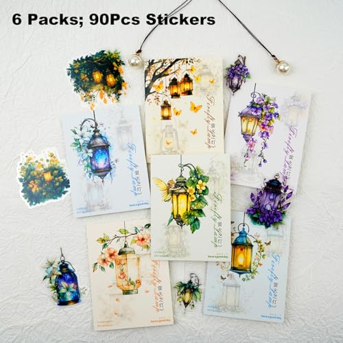 90PCS Firefly Lamp PET Stickers, Fairy Tale Lantern Stickers for Scrapbooking, Journaling and DIY Crafts - color: Firefly Lantern