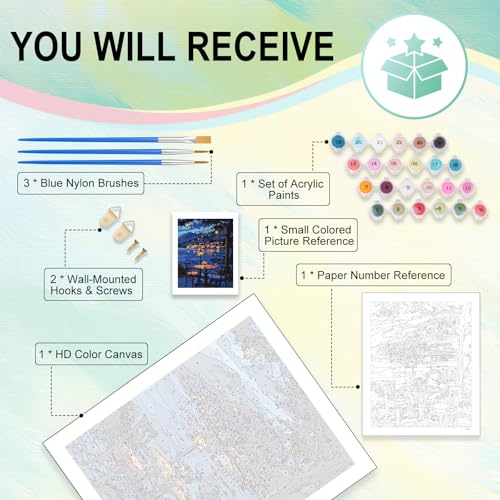 Paint by Numbers Kit for Adults, Night DIY Acrylic Painting Kit, 16x20 Inch - color: CYOP1P06