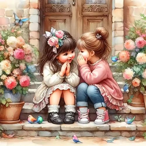 Cute Bestie Diamond Painting Kits for Adults, 5D Diamond Art Painting by Numbers Kits, DIY Diamond Dots Art Kits, Full Round Drill Diamond Art Kits for Adults for Home Wall Decor, 13.8x13.8 in - color: Cute Bestie