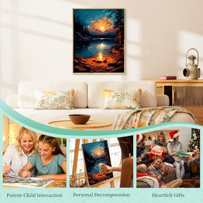 Paint by Numbers Kit for Adults, Sunset Lake DIY Painting Kit, 16x20 Inch - color: CYOP1P02