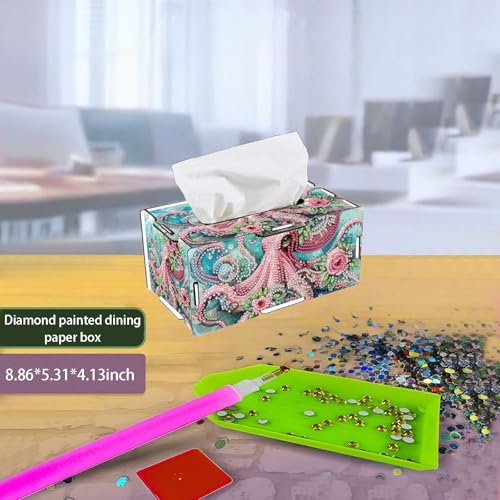 LSQFS DIY Diamond Art Tissue Box Kit,Ideal Handmade Gift - color: Octopus