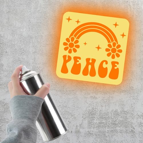 36pcs Groovy Hippie Drawing Stencils for Kids 8 Inch Sidewalk Chalk Stencils Painting Spring Gifts Large Washable Reusable Retro Boho Themed Primary Shape Template for Kids Toddlers Preschool - style: Groovy