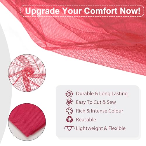59" x 72"(2 Yards) Rose Pink Mesh Fabric | Slightly Stretchy for Sewing Projects, Backpack Pocket and Straps, Netting Clothes and Shopping Bag - color: Rose Pink