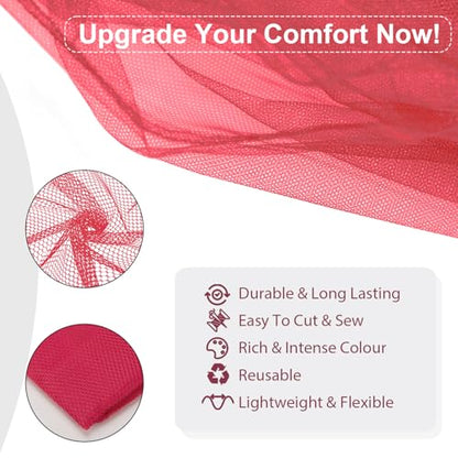 59" x 72"(2 Yards) Rose Pink Mesh Fabric | Slightly Stretchy for Sewing Projects, Backpack Pocket and Straps, Netting Clothes and Shopping Bag - color: Rose Pink