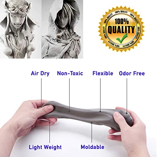1.1lb Moldable Cosplay Foam Clay (Grey) – High Density for Intricate Designs | Air Dries to Perfection for Cutting with a Knife or Rotary Tool, Sanding or Shaping - color: Grey, size: 500g
