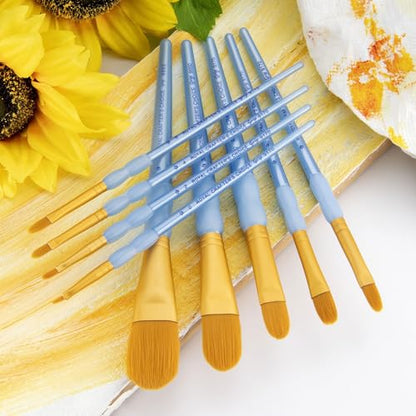 Royal and Langnickel Crafter's Choice Filbert and Wash Taklon Variety Brush Set - Gold (Pack of 9)