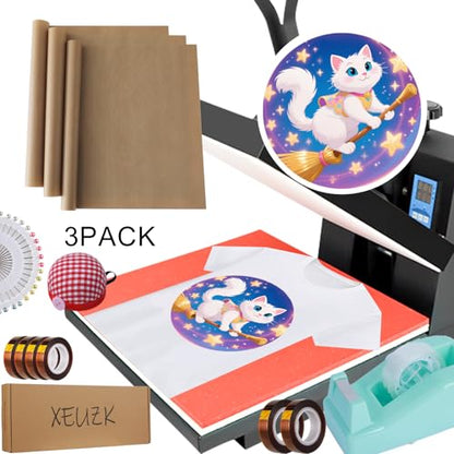 XEUZK Sublimation Shirts Tool Kits With 8 T Shirt rulers, 3Pack Teflon Sheet for Heat Press 12*16in, Heat Resistant Gloves With Silicone Bumps, 2 Rolls Heat Resistant Tape & Sublimation pencil (Blue) - color: Blue