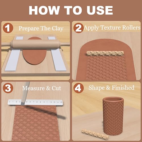 Maiguinzaa 10-Pack Clay Texture Rollers, Polymer Clay Tools