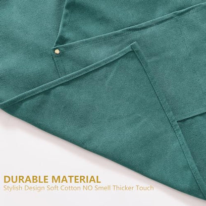 Aoomzoon Canvas Aprons for Men Chef Apron, Work Apron with Large Pockets - 16oz Heavy Duty Cross Back, BBQ, Cooking - color: Green