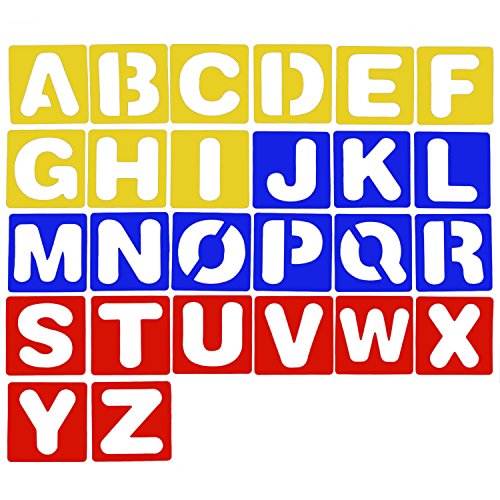 TecUnite 26 Pcs Alphabet Stencils Set, Plastic Letter Templates for Crafts | 4 x 4 Inches, Complete A-Z Letter Stencils for Painting, Reusable Letter Guides, Classroom Learning, Scrapbooking, DIY Decor - size: 4 x 4 Inches