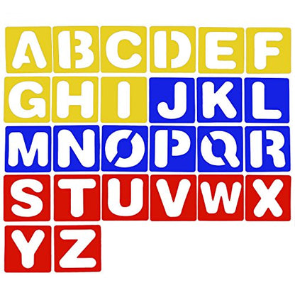 TecUnite 26 Pcs Alphabet Stencils Set, Plastic Letter Templates for Crafts | 4 x 4 Inches, Complete A-Z Letter Stencils for Painting, Reusable Letter Guides, Classroom Learning, Scrapbooking, DIY Decor - size: 4 x 4 Inches