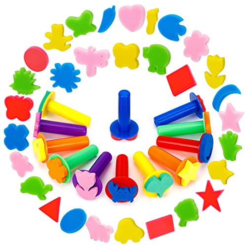 42Pcs Paint Sponges for Kids, Sponge Paint Stamps