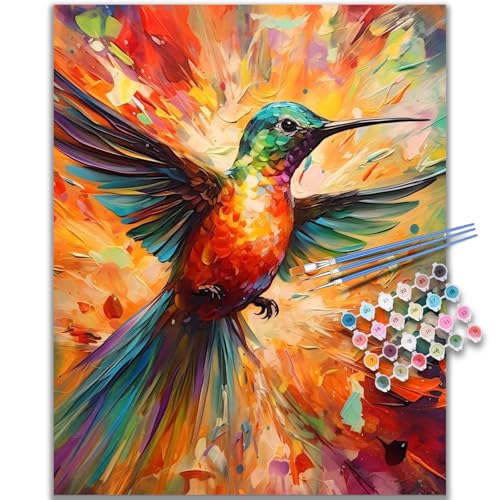 Kalonyth Hummingbird Paint by Numbers Kit for Adults, 16x20 inch, No Framed | Animal Bird Adult Paint by Number Kits on Canvas, DIY Acrylic Painting, Stress Relief Craft Kits, Home Wall Decor Gift - color: OP-US08