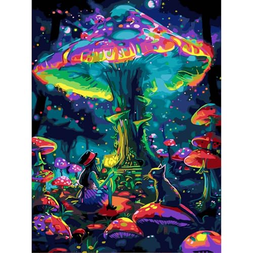 Paint by Numbers Kit for Adults,Magic Mushroom Paint by Number 16x20 In - color: MT6226