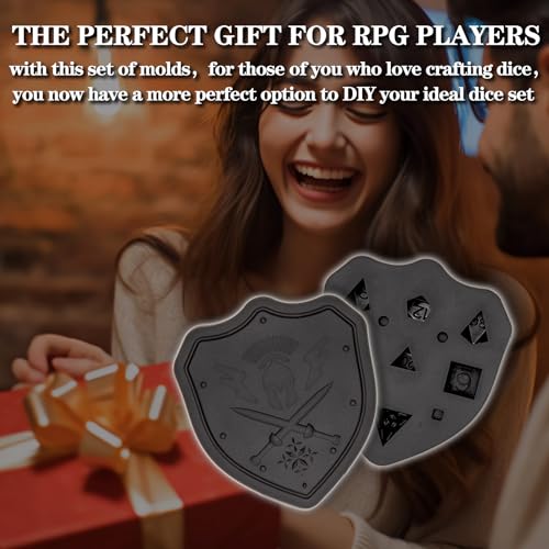 DND Dice Mold for Resin Casting, Sharp Edge Silicone Molds with Dice Making Kit, Personalized Silicone Molds for DIY Crafting of 7 Standard Polyhedra - Blue - color: Blue
