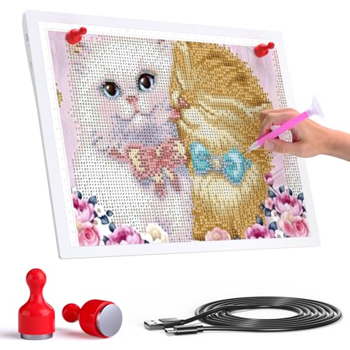 Golspark Light Board A4 Rechargeable LED Tracing Pad Dimmable Light Box | Tracing Light Board with Level 5 Brightness, White Light Board for Diamond Painting Weeding Vinyl