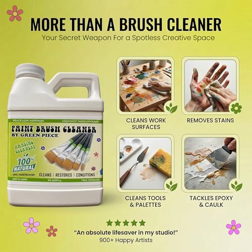 Green Piece® Completely Non-Toxic Paint Brush Cleaner (Made in USA) for Paint Cleanup for Brushes (Combo Pack – Paint Brush Cleaner with Mat) - style: Brush Cleaner + Mat (Combo Pack)