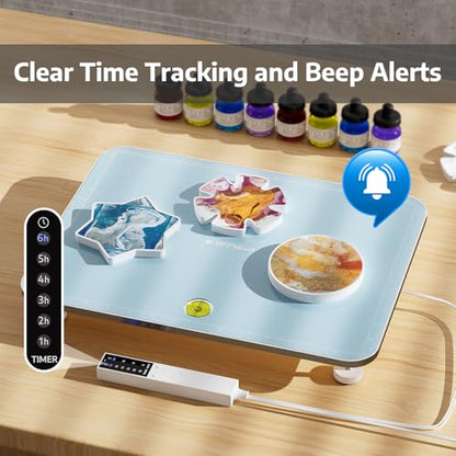 OFFNOVA Resin Heating Mat & Leveling Table, 2-in-1 Resin Tools for Epoxy Resin, Resin Curing Machine for Resin Molds, Undeformed Resin Dryer with Smart Timer & Temperature Control, Silicone Mat - size: 12*16" Resin Curing Kit