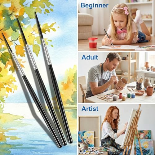 3 Pcs Script Pinstripe Brushes, Extra Long Fine Scroll Pinstriping Brush, Rigger Script Liner Brushes for Watercolor Acrylic Model and Miniature Painting
