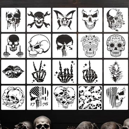 Skull Stencil Skeleton Stencils for Painting 6" - style: Skull/6in