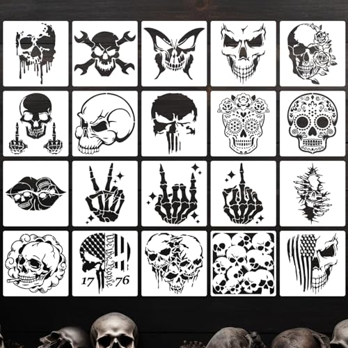 Skull Stencil Skeleton Stencils for Painting 6" - style: Skull/6in