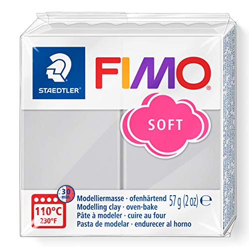 STAEDTLER FIMO Soft Polymer Clay - -Oven Bake Clay for Jewelry, Sculpting, Crafting, Dolphin Grey 8020-80 - color: dolphin grey, size: 57 g (Pack of 1)