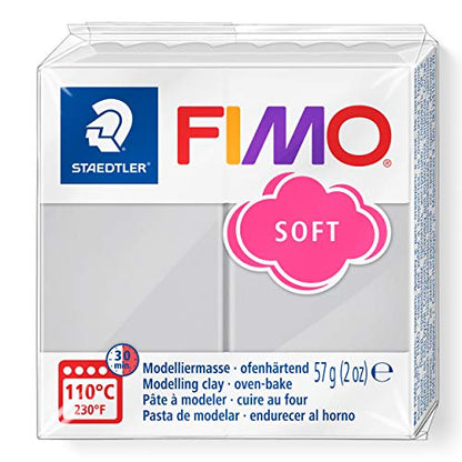 STAEDTLER FIMO Soft Polymer Clay - -Oven Bake Clay for Jewelry, Sculpting, Crafting, Dolphin Grey 8020-80 - color: dolphin grey, size: 57 g (Pack of 1)
