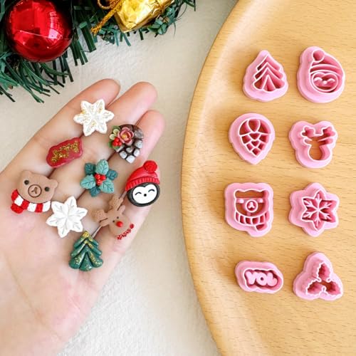 Keoker Christmas Clay Cutters - 8 Shapes Polymer Clay Cutters With Snowflake Design - color: WhitecolorA