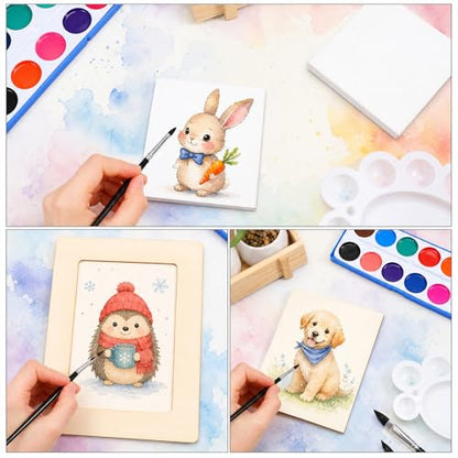 4PCS Cat Tongue Watercolor Brushes, Oval Wash Paint Brushes, Pointed Oval Paintbrush, Cat's Tongue Paint Brush for Watercolor Acrylic Ink Gouache Painting (1/8", 1/4", 3/8", 1/2")