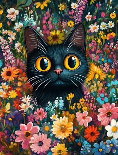 Eterkosu Black Cat Diamond Art Kits for Adults, 5D DIY Gem Art Painting Kit - color: black cat