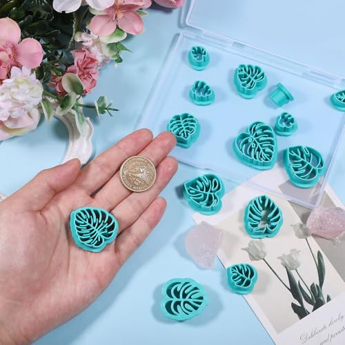 ORIGACH 14 Pcs Monstera Leaves Clay Cutters Set | Leaves Shape Tropical Plants Themed Polymer Clay Cutters for Earring Jewelry Making - style: Monstera Leaves