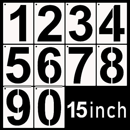 DXCYZ 15 Inch Large Number Stencils Kit 0-9 Address Number Stencil, 10PCS Reusable Plastic Painting Number Templates for Mailbox Signs, Door, Cars, Trucks, Home, Business, Window (15 Inch) - size: 15 Inch