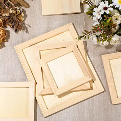 Youyole 12 Pack 3 Sizes Unfinished Wood Canvas Panels Kit | Wood Panels for Painting, Cradle Boards, for Painting, Pouring, Burning, Crafts, Epoxy Resin, Laser Engraving Cutting - size: Assorted (3 Sizes)