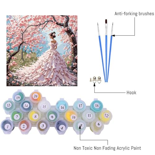Paint by Numbers Kit for Adults Beginner, Cherry Blossom Beauty 16x20 In - color: MT6269