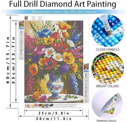 COHAYISY Flowers Diamond Painting Kits for Adults, Bouquets Diamond Art for Beginners, vases Diamond Round 5D Full Drill Paint with Diamonds Pictures Gem Art Painting Kits DIY Crafts Kits 12x16inch - color: 25-18 Bouquets
