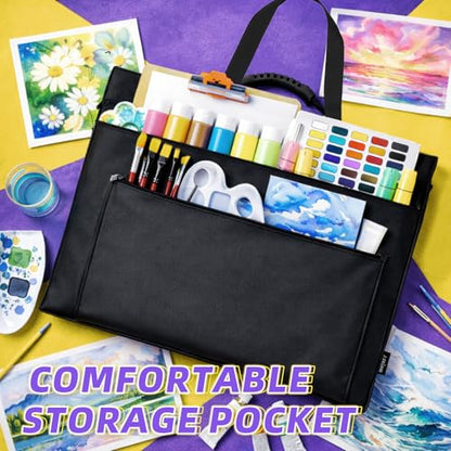 JJRING 32x42 Art Portfolio Tote Bag With Shoulder Strap, Black | Large Carrying Storage Case With Handle For Artwork, Posters, Canvas, And Drawing Boards - size: 32''*42''