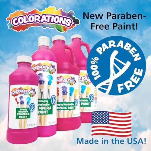 Colorations Paraben-Free Washable Tempera Paint for Kids, Set of 6 Colors | 8 oz Bottles, Non-Toxic & Made in the USA - color: Tropical, 6 Pack